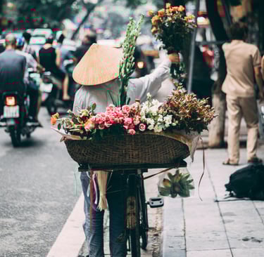 vendeuse de fleur dans les rue de Hanoï
