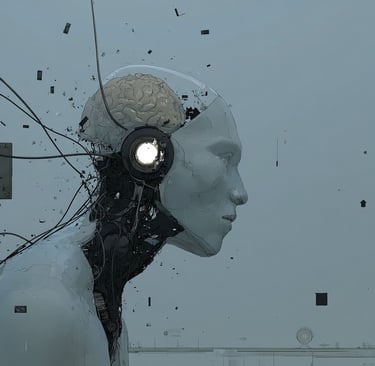 Un cerveau avec une puce implantée.