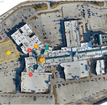 a map of a building with callouts