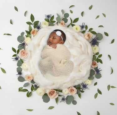 "Adorable sleeping newborn wrapped in a soft blanket, capturing the innocence and purity of early da