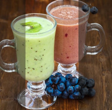 Photographie de 2 cocktail avec un effet pour comparé les deux formats