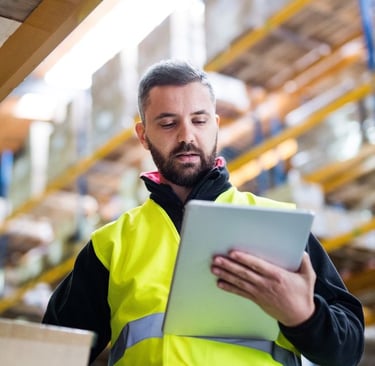 man using project management software 