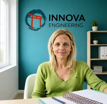 Civil and structural engineer working at desk, founder of INNOVA Engineering