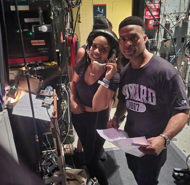 Backstage production rehearsal.