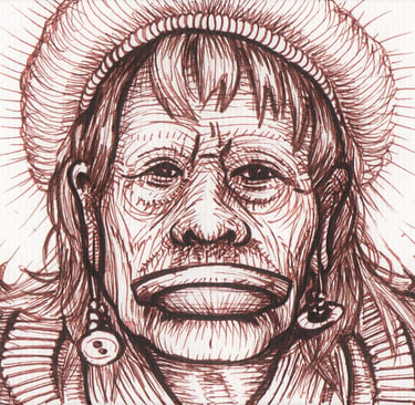 Desenho do Chefe Raoni por Jaum em 2020.