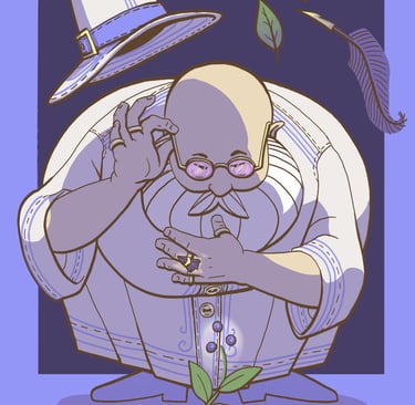 Desenho do Jaum em 2022, representa um Druida que reverencia e estuda a Vida.