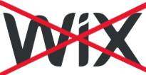 an image of the Wix logo which has been crossed out in red lines