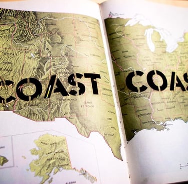 An atlas showing "coast to coast" for nationwide consulting services