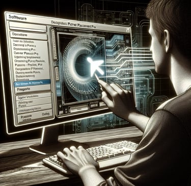 a man is shown using a computer screen