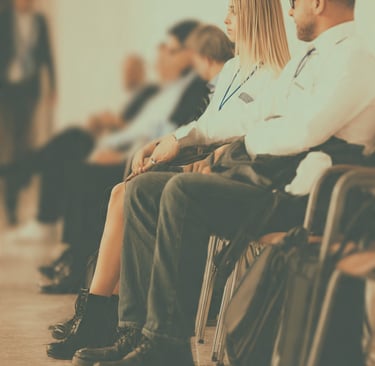 patients sitting during a clinical study
