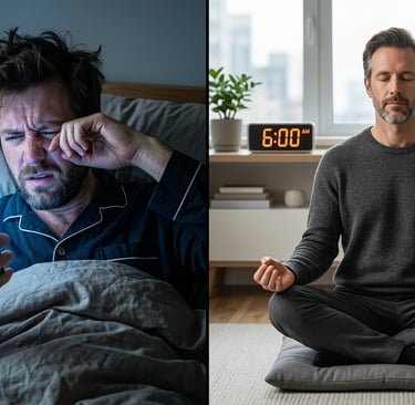 man on left with phone man on right sitting down