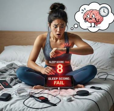 Lady with watch tracing her sleep score