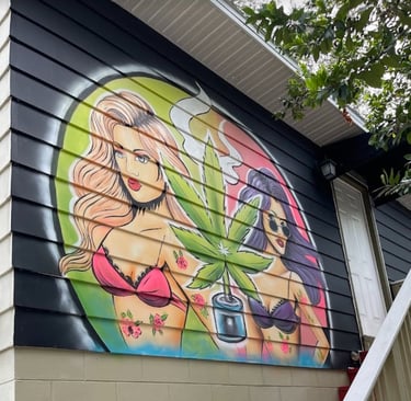 Exterior 2 beautiful girls Orlando Downtown Flower Girl Greenhouse dispensary, a local dispensary near me option in Florida