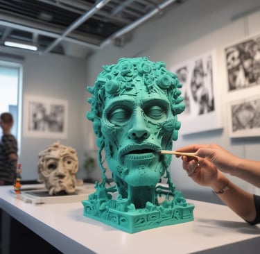 a wire sculpture of a man's head