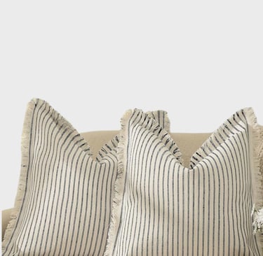 ZWJD Throw Pillow Covers 18x18Set of 2 Striped Pillow Covers with Fringe Chic Cotton Decorative Pill