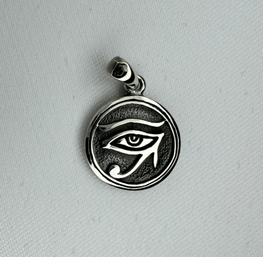 Eye of Ra Disc Sterling Silver Pendant