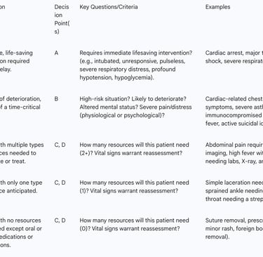 The ESI algorithm guides triage nurses through a series of questions to assign an acuity level: