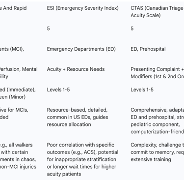 Table 1: Comparative Analysis of Key Modern Triage Systems