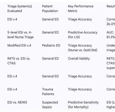 Table 3: Summary of Performance Metrics from Key Thai Triage Studies