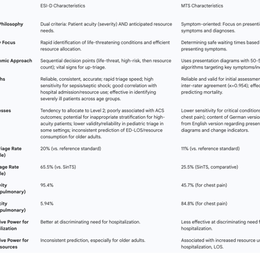 Table 3: Comparative Analysis of ESI-D and Manchester Triage System (MTS)