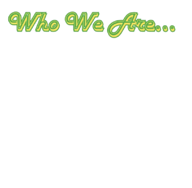 the words who we are in green and yellow font