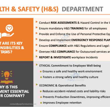 Key roles of a Healthy and Safety department
