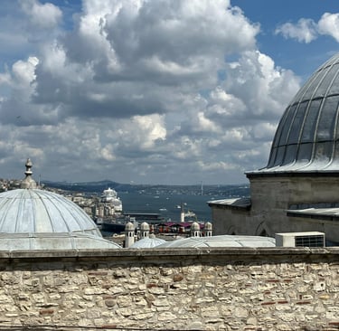Suleymaniye Mosque Terrace overlooking the golden horn in istanbul