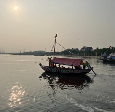 Boat on the sea in Jakarta, Indonesia 