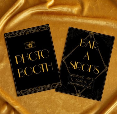 Affiche graphique photobooth et bar à sirops style années 20