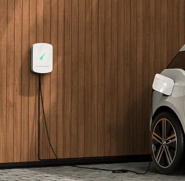 Wall-mounted EV charger installed on driveway in Orpington by Alma Electrical