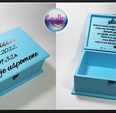 Personalizirana kutija uspomena za bebu s imenom i datumom rođenja