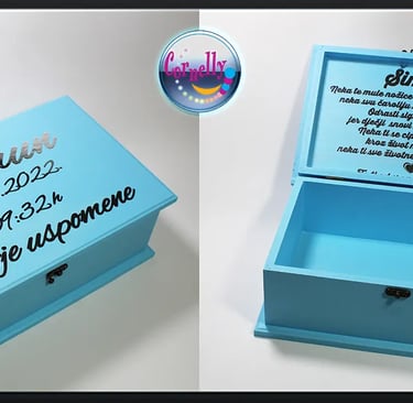 Personalizirana kutija uspomena za bebu s imenom i datumom rođenja
