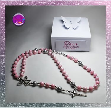 Personalizirana krunica s imenom Poklon za pričest i svetu potvrdu