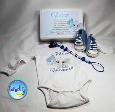 Personalizirani poklon body za bebe Slonić