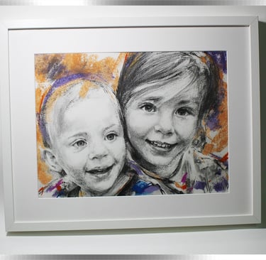 Umjetnički portret obitelji po narudžbi – pastelne boje