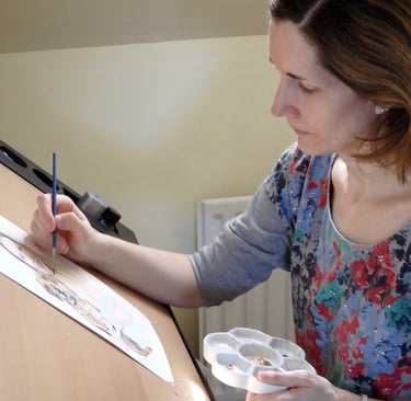 Mandy Garratt painting in watercolours