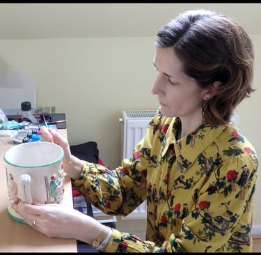 Mandy Garratt conserving a ceramic jug