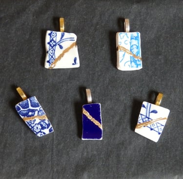 Kintsugi pendants made by Mandy Garratt
