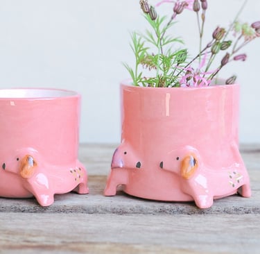 Dachshund Gifts, Pink Ceramic Planter Porcelain, Flower Pot, Dog Planter, Teckel, Dachshund, 