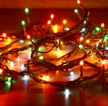 Christmas lights scattered on the floor