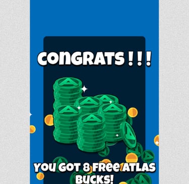 Winning Eight Atlas Bucks from the spinning wheel