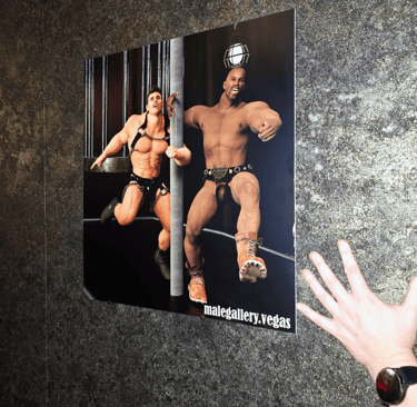 gay male bar dancers art print on display inside Dust Las Vegas 855 East Twain