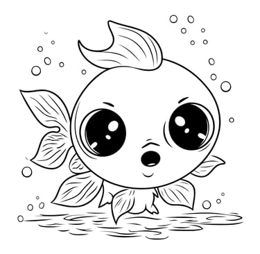 a fish with big eyes and a fish in the water