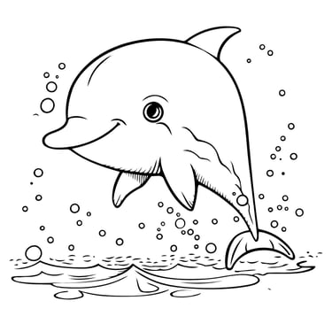 a dolphinfish in the water with bubbles and bubbles