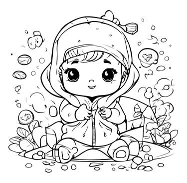 a little girl in a hoodie with a hoodie and a hoodie