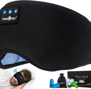 MUSICOZY Sleep Headphones Bluetooth 5.2 Headband Sleeping Headphones Eye Mask for Women Men Unisex,