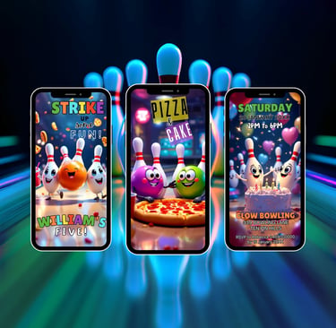Bowling and Pizza Animated Birthday Invitation Video