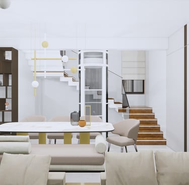 Spacious Greek-inspired living room with elegant interiors in Fortune Hestia
