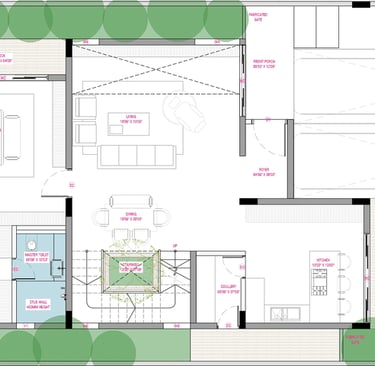 North facing Fortune Hestia villa ground floor plan with spacious living, dining, and private garden