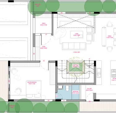 West facing Fortune Hestia villa ground floor plan with spacious living room, dining, kitchen